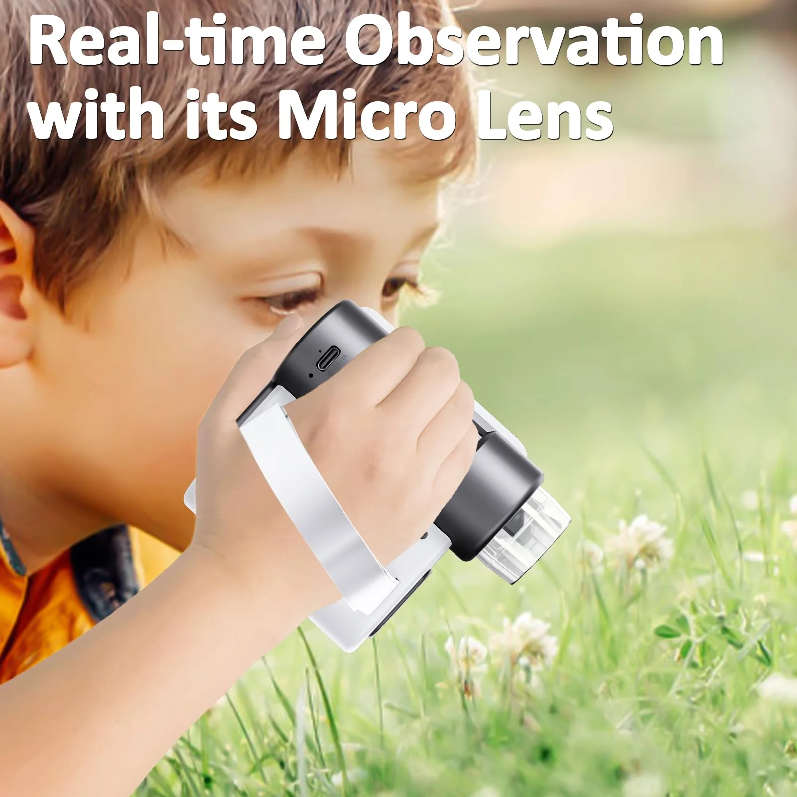 Microscope for Kids - 1000X Portable Kids Microscope Handheld Microscope | Telescope and Microscope with 32GB SD Card | Photo and Video Mini Microscope | Science Kits for Kids Over 3 Years Old White - Image 2