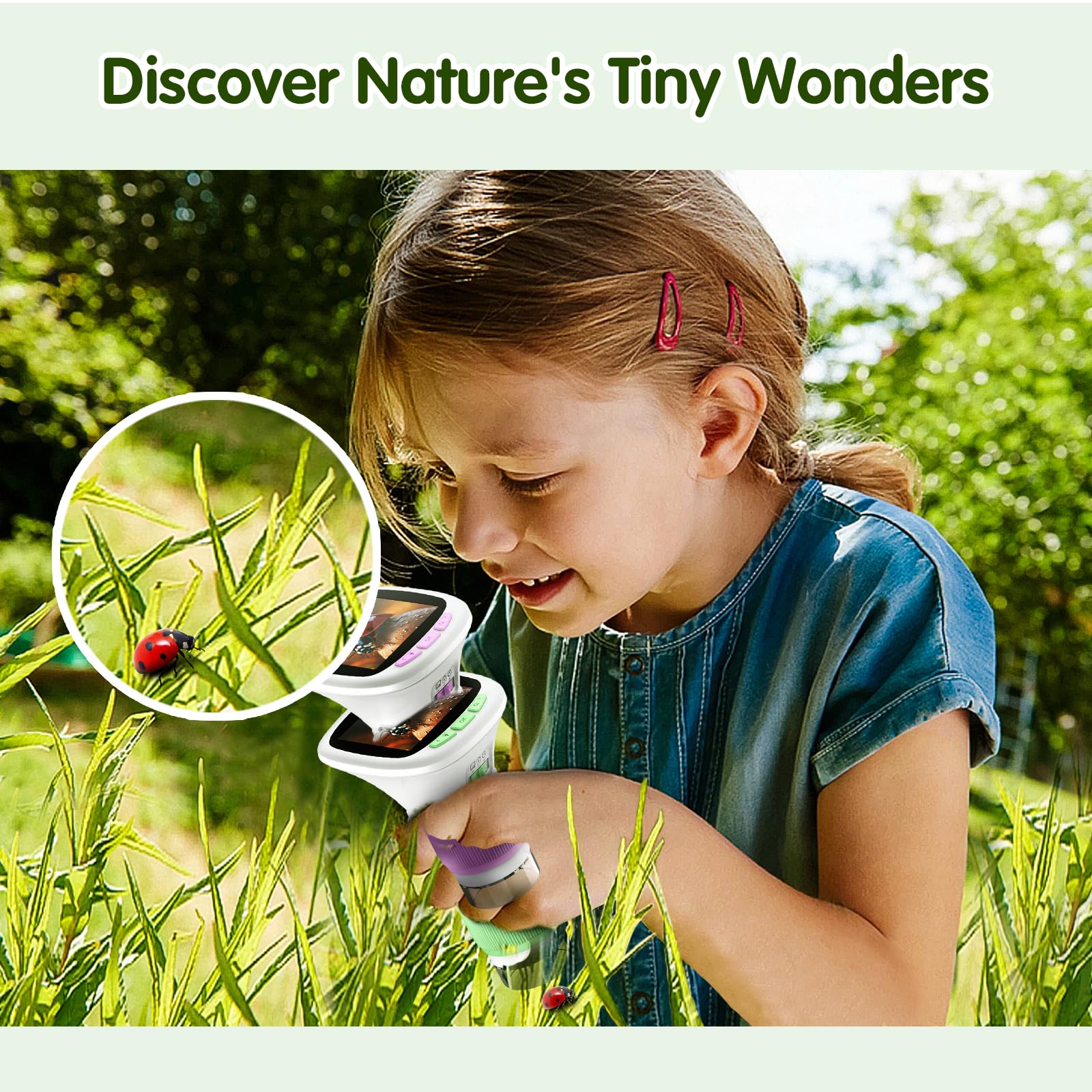 Microscope for Kids, EDCREATY 200X-1000X Portable Pocket Handheld Microscope, 2.4 High-Definition Screen, 200W Pixels for Birthday Christmas Holiday Toys Gifts for 5 6 7 8 9 10 11 12 Kids Purple+While - Image 6
