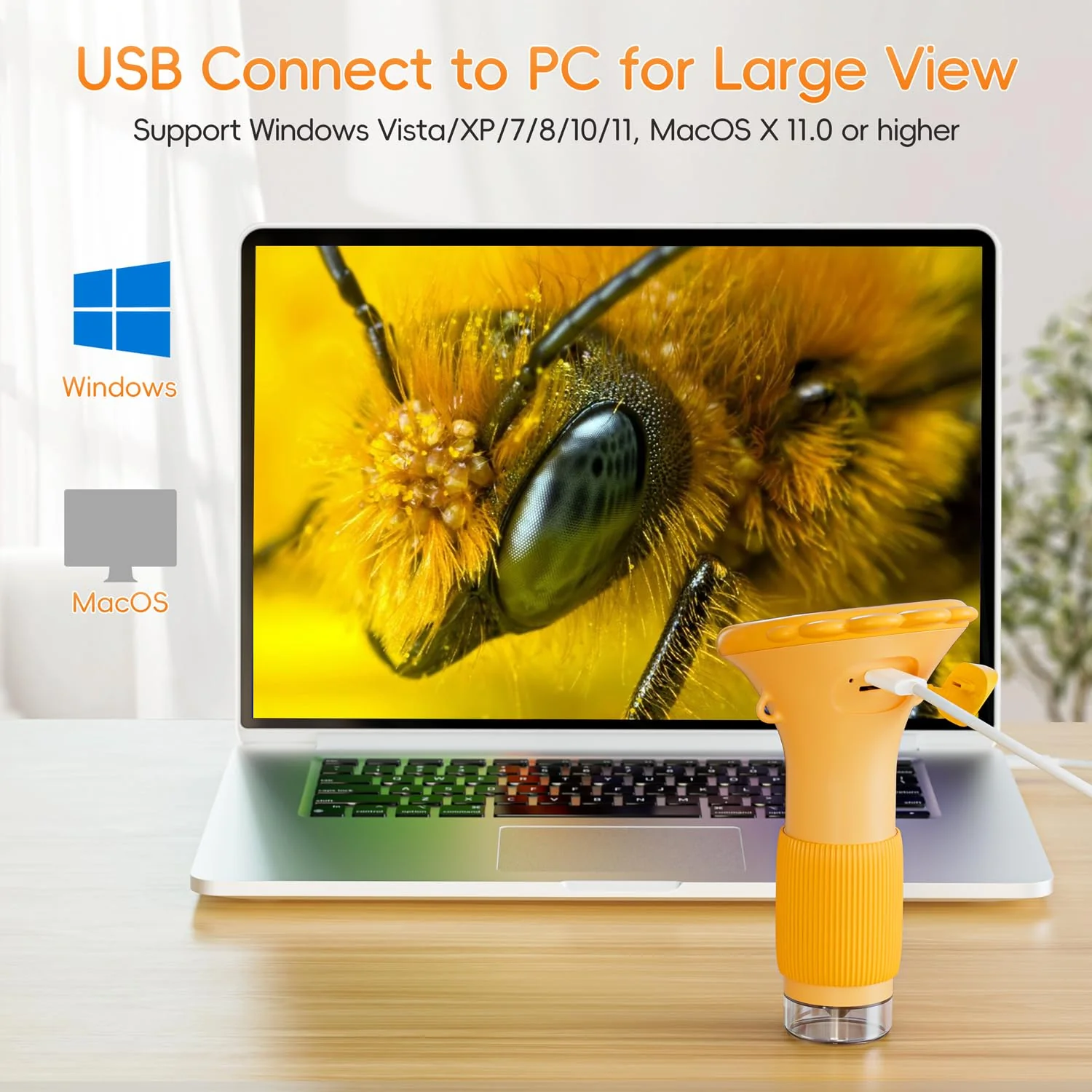 Microscope for Kids, SKYBASIC 2" IPS Screen 1000X Handheld Digital Microscopes HD Pocket Portable Mini USB Microscope Camera, PC Compatible, Science Edu Fun Birthday Gifts Toys for Children Students Orange - Image 6