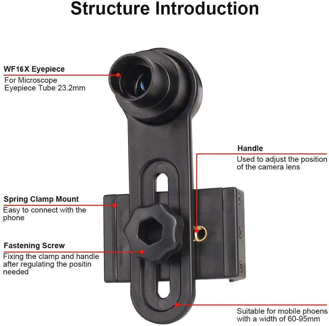 Microscope Lens Smartphone Adapter- Microscope Cellphone Camera Adapter, Built-in WF16X Microscope Eyepiece- Celticbird Smartphone Camera Adapter for Microscope Eyepiece Tube 23.2mm - Image 3