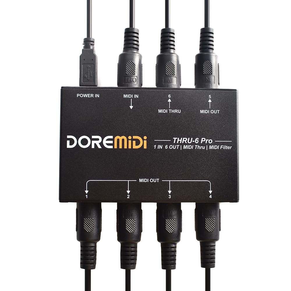 MIDI THRU-6 Pro Box MIDI Splitter + Filter Be Used To Convert 1 MIDI Input Into 6 MIDI Outputs + USB MIDI Output - Image 4
