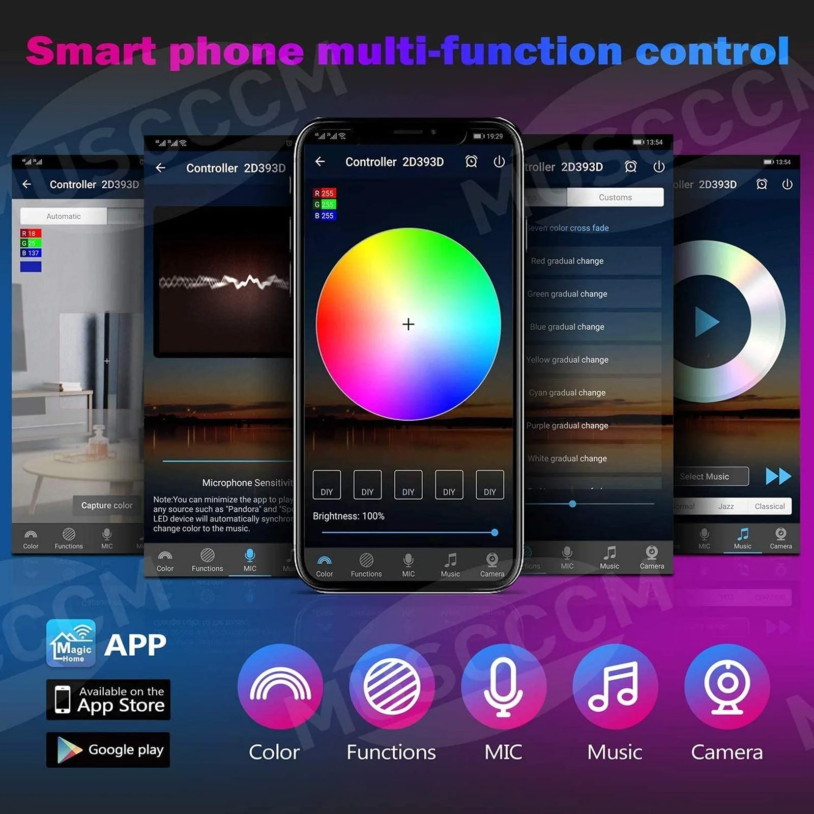 MIHEAL WiFi Wireless Smart Phone Controlled Led Strip Light Kit with DC12V UL Listed Power Supply Waterproof SMD 5050 32.8Ft(10M) 300leds RGB Music LED Light Strip Compatible with Android, iOS Alexa - Image 5