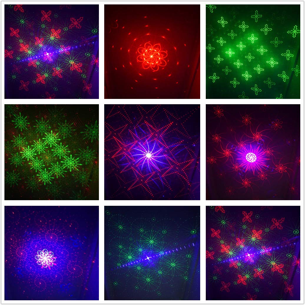 Mini 4 Lens 128 RGRB Patterns Laser Effect Mixed Blue LED Background Projector Light Remote Music Auto for DJ Party Show Home Gig Xmas Stage Lighting SL128RGRB - Image 4