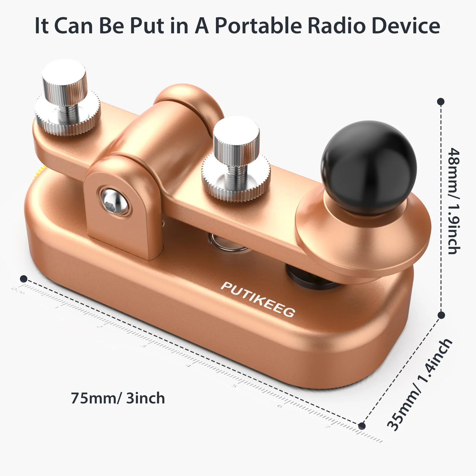 Mini CW Key Automatic Morse, Radio HAM Send Telegram Double Paddle Morse Code Key with Aluminum Alloy Body Base Gold(S) - Image 5