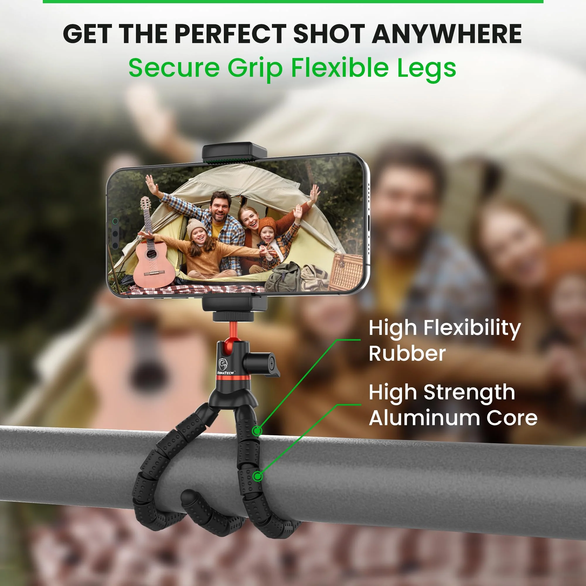 Mini Flexible Tripod for Cell Phones - iPhone Tripod Stand with Wireless Remote Shutter - Fits Any Phone - Portable, Small Travel Tripod for iPhone, Android, Camera & GoPro - Image 3