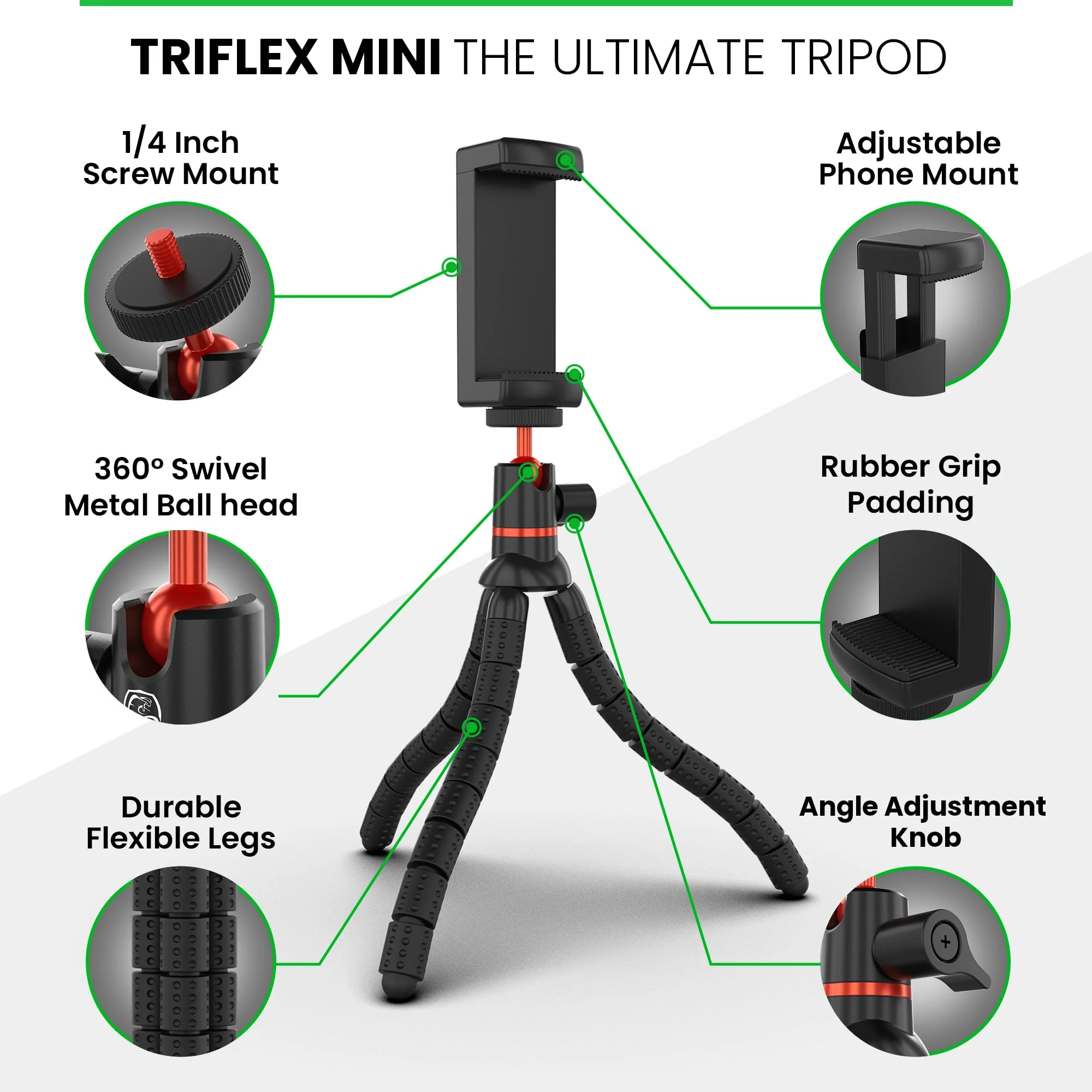 Mini Flexible Tripod for Cell Phones - iPhone Tripod Stand with Wireless Remote Shutter - Fits Any Phone - Portable, Small Travel Tripod for iPhone, Android, Camera & GoPro - Image 5