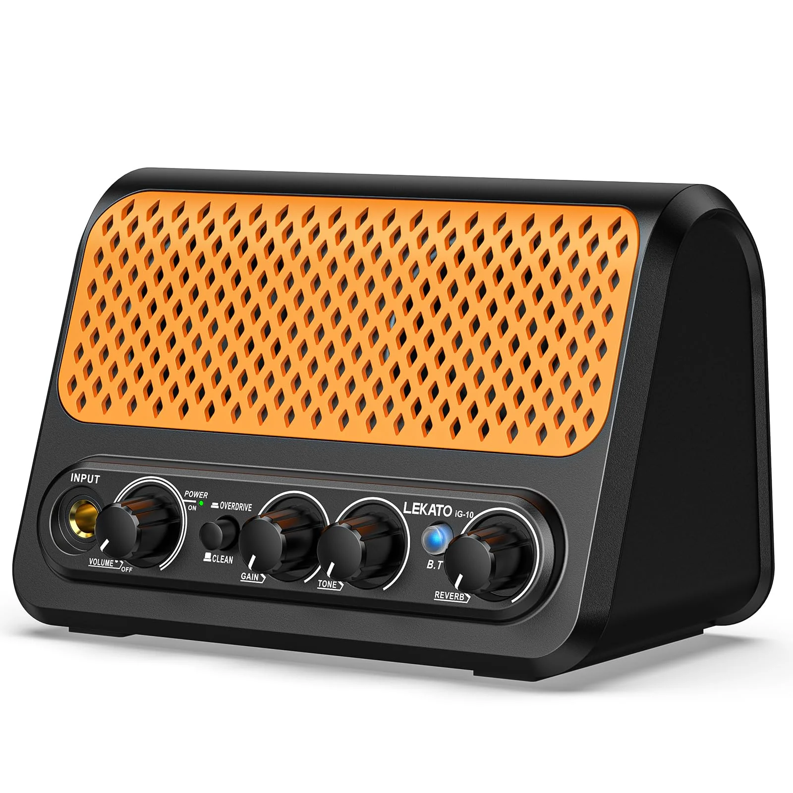 Mini Guitar Amp,LEKATO 10W Portable Electric Guitar Amplifier with Clean & Overdrive Channel,Reverb,Bluetooth Small Guitar Amp for Practice (Black-Orange) Black-Orange