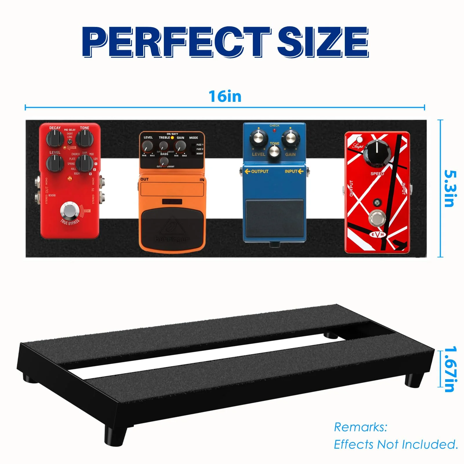 Mini Guitar Pedal Board, Aluminum Alloy Small Effect Bass Pedalboard, With Pedals Mountain Tape, (GREY, 16"x5.3" PBS-02) GREY - Image 3