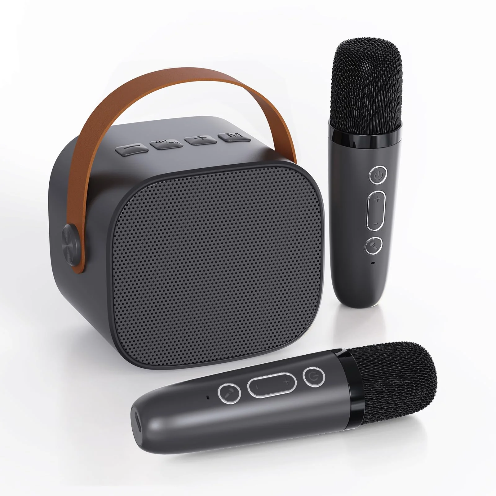 Mini Karaoke Machine for Kids Adults,Portable Bluetooth Karaoke Speaker for Adults Kids with 2 Microphones for 6 7 8 9 10 11 12 Years Old Girls Boys Gifts Toys for Christmas Birthday,Black Black