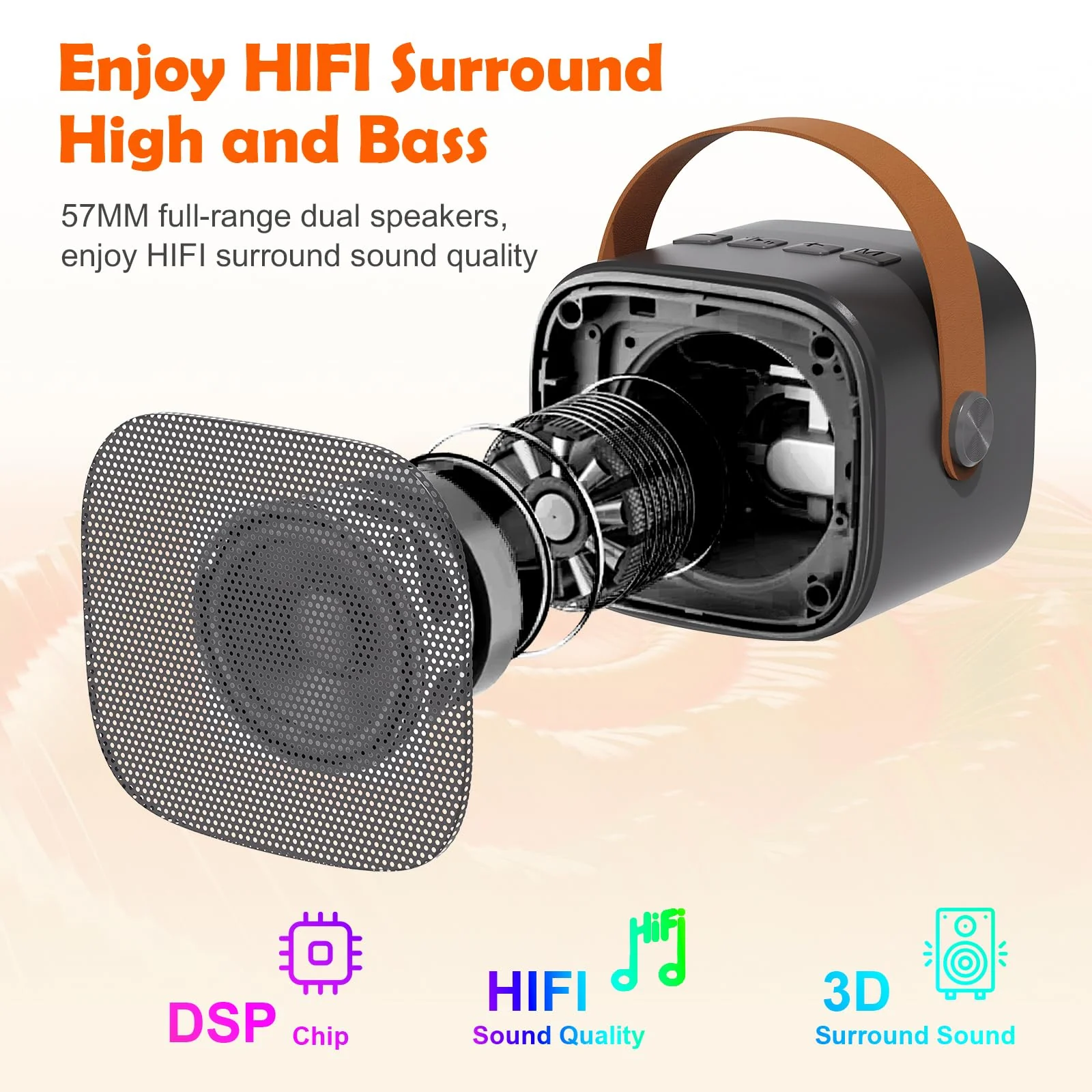 Mini Karaoke Machine for Kids Adults,Portable Bluetooth Karaoke Speaker for Adults Kids with 2 Microphones for 6 7 8 9 10 11 12 Years Old Girls Boys Gifts Toys for Christmas Birthday,Black Black - Image 3