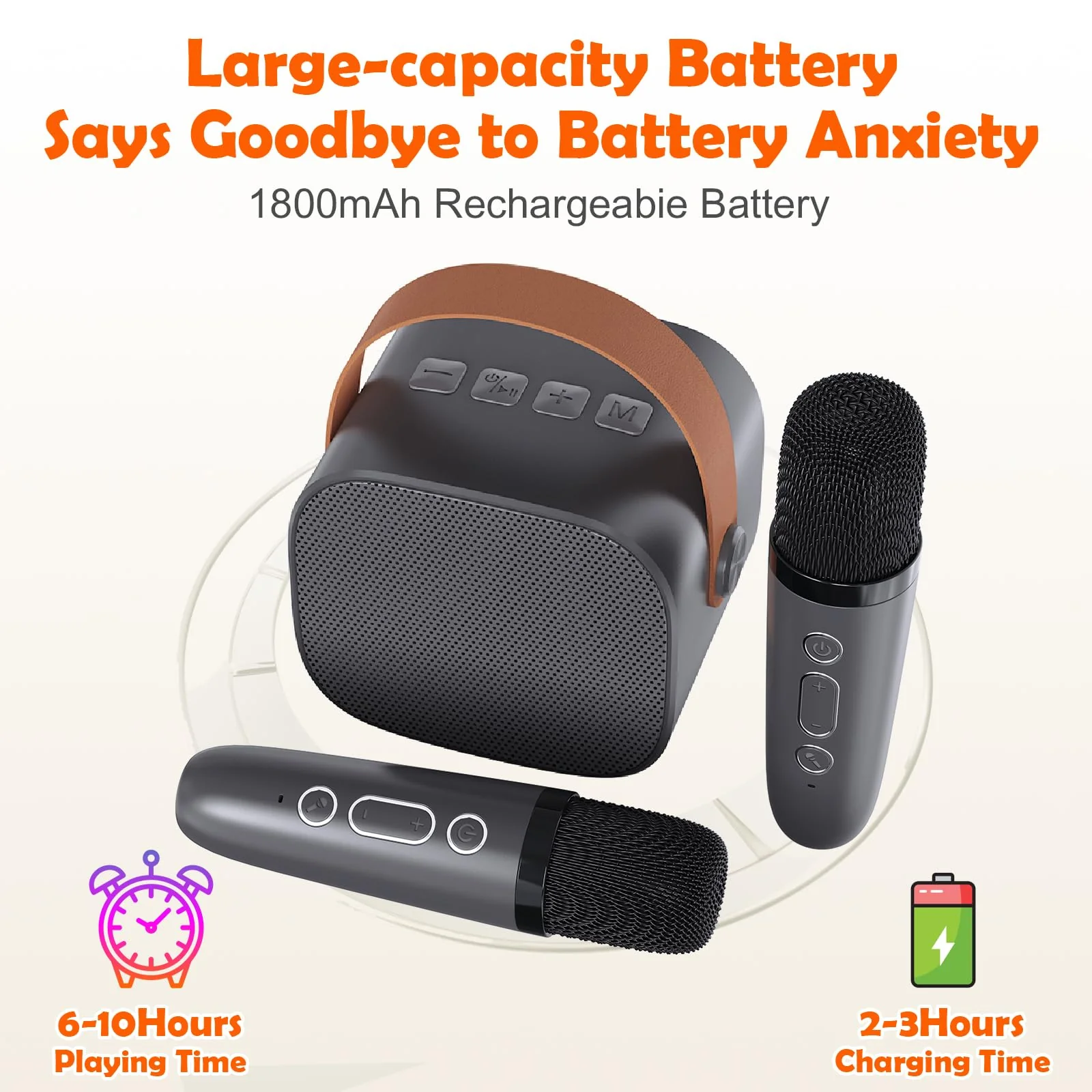 Mini Karaoke Machine for Kids Adults,Portable Bluetooth Karaoke Speaker for Adults Kids with 2 Microphones for 6 7 8 9 10 11 12 Years Old Girls Boys Gifts Toys for Christmas Birthday,Black Black - Image 4