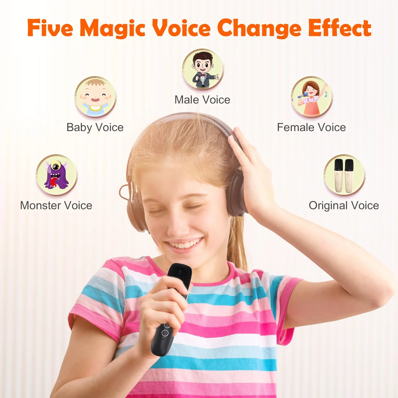 Mini Karaoke Machine for Kids Adults,Portable Bluetooth Karaoke Speaker for Adults Kids with 2 Microphones for 6 7 8 9 10 11 12 Years Old Girls Boys Gifts Toys for Christmas Birthday,Black Black - Image 5