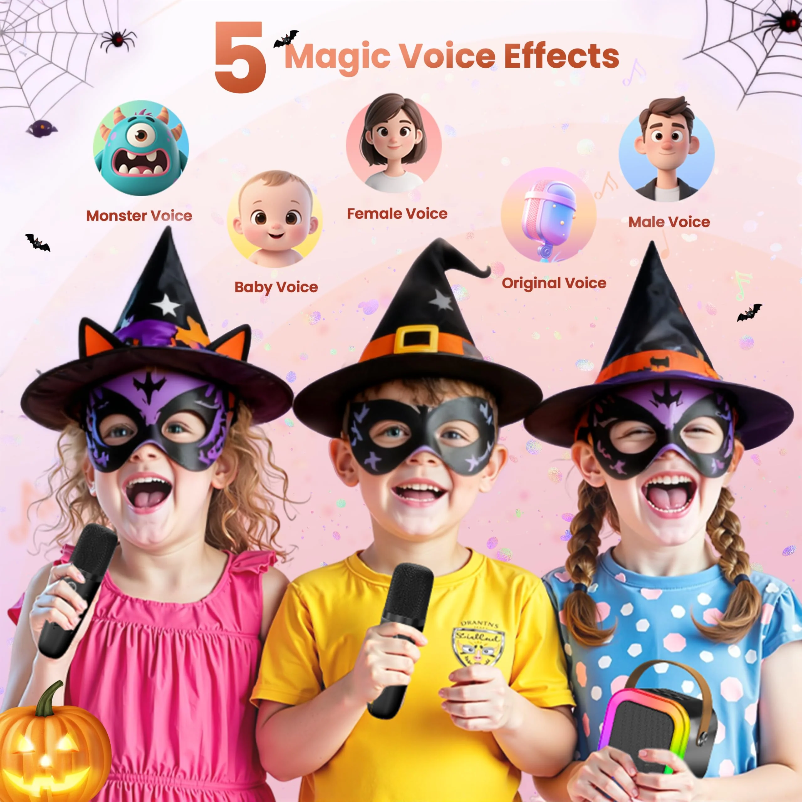 Mini Karaoke Machine for Kids Adults, Portable Bluetooth Speaker with 2 Wireless Karaoke Microphones,2025 TOP Birthday Gifts Toys for Boys 3,4, 5, 6, 7, 8+Years Old Toddler Karaoke Player Black - Image 2