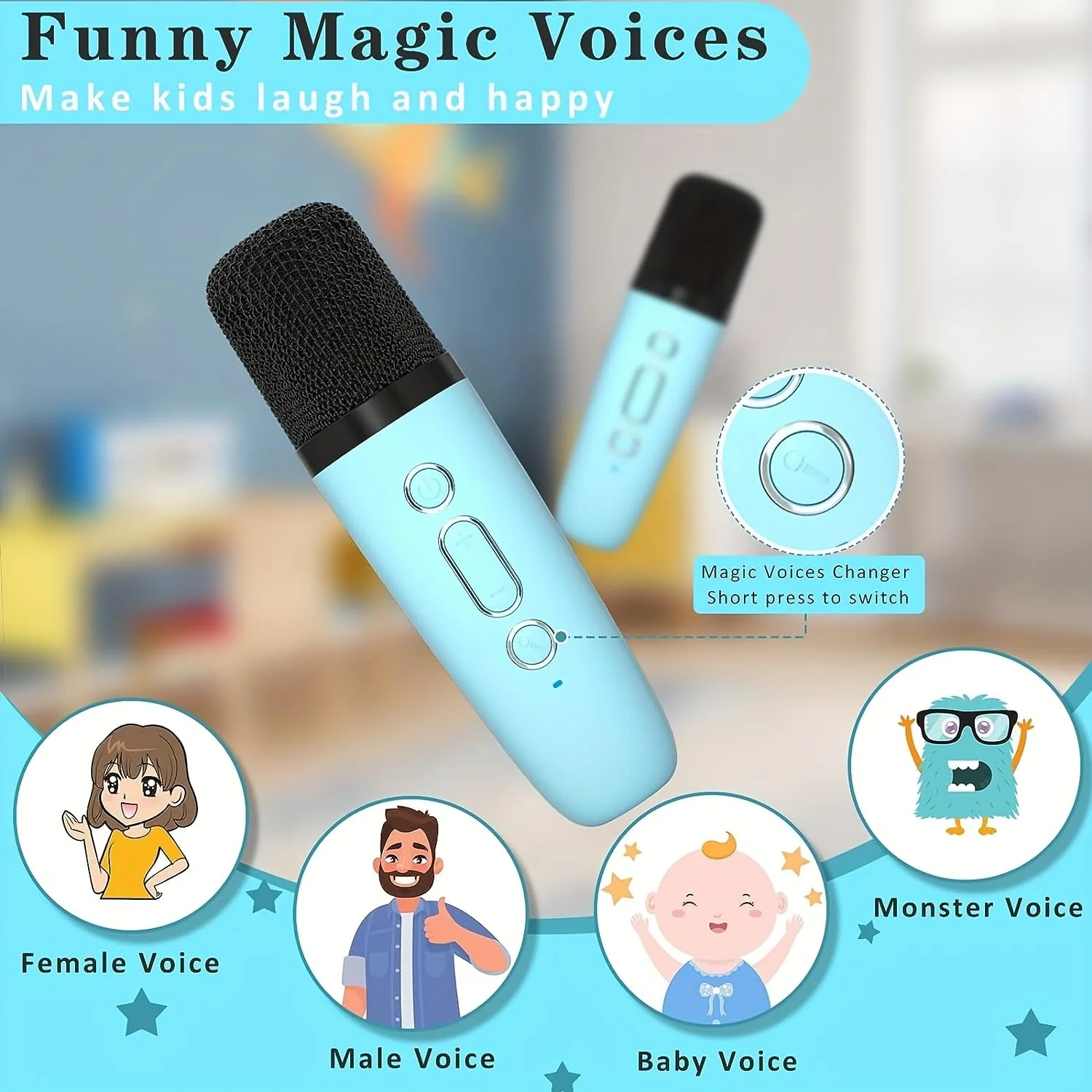 Mini Karaoke Machine with 2 Wireless Microphone, Bluetooth Speaker for Kids and Adults,Gifts for Girls and Boys 4, 5, 6, 7, 8, 9, 10,12+Year Old Toys Birthday Party Home - Image 2
