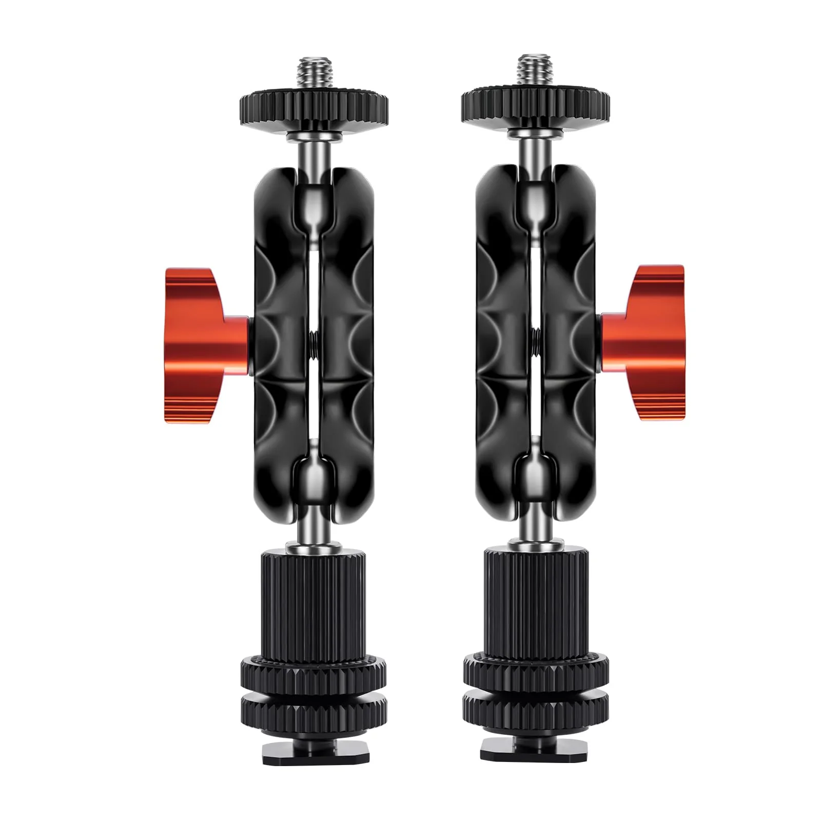 Mini Magic Arm Multi-Function Double Ball Head with Cold Shoe Mount and 1/4’’-20 Screw for Monitor, LED Light, Microphone, Max Load up to 2kg/4.4lb - 2 Pieces