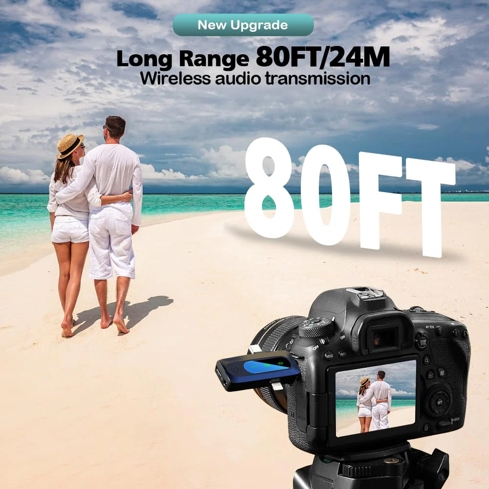 Mini Microphone,3 in 1 Wireless Lavalier Microphones for iPhone/iPad/Android/Camera(Lightning/USB/3.5 mm Jack),2 LED Display Bluetooth Microphone Mute/Noise for Video Recording Vlog,Youtube, Tiktok Black LED(3 in1) - Image 5