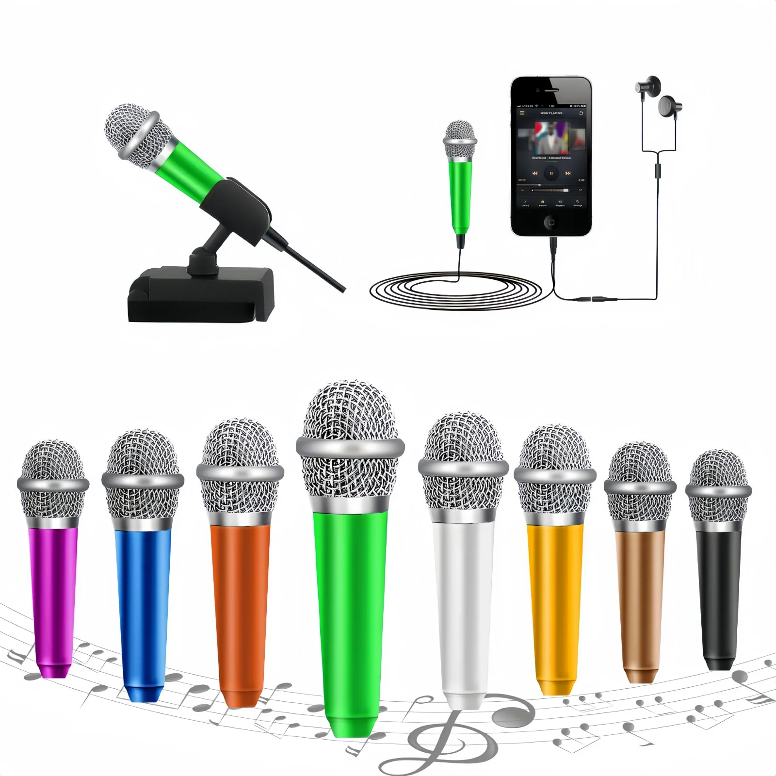 Mini Microphone,Tiny Microphone,Phone Microphone, Asmr Microphone,Mini Karaoke Microphone,forVoiceRecording Chatting and Singing on iPhone,Android,PC(Green) Green