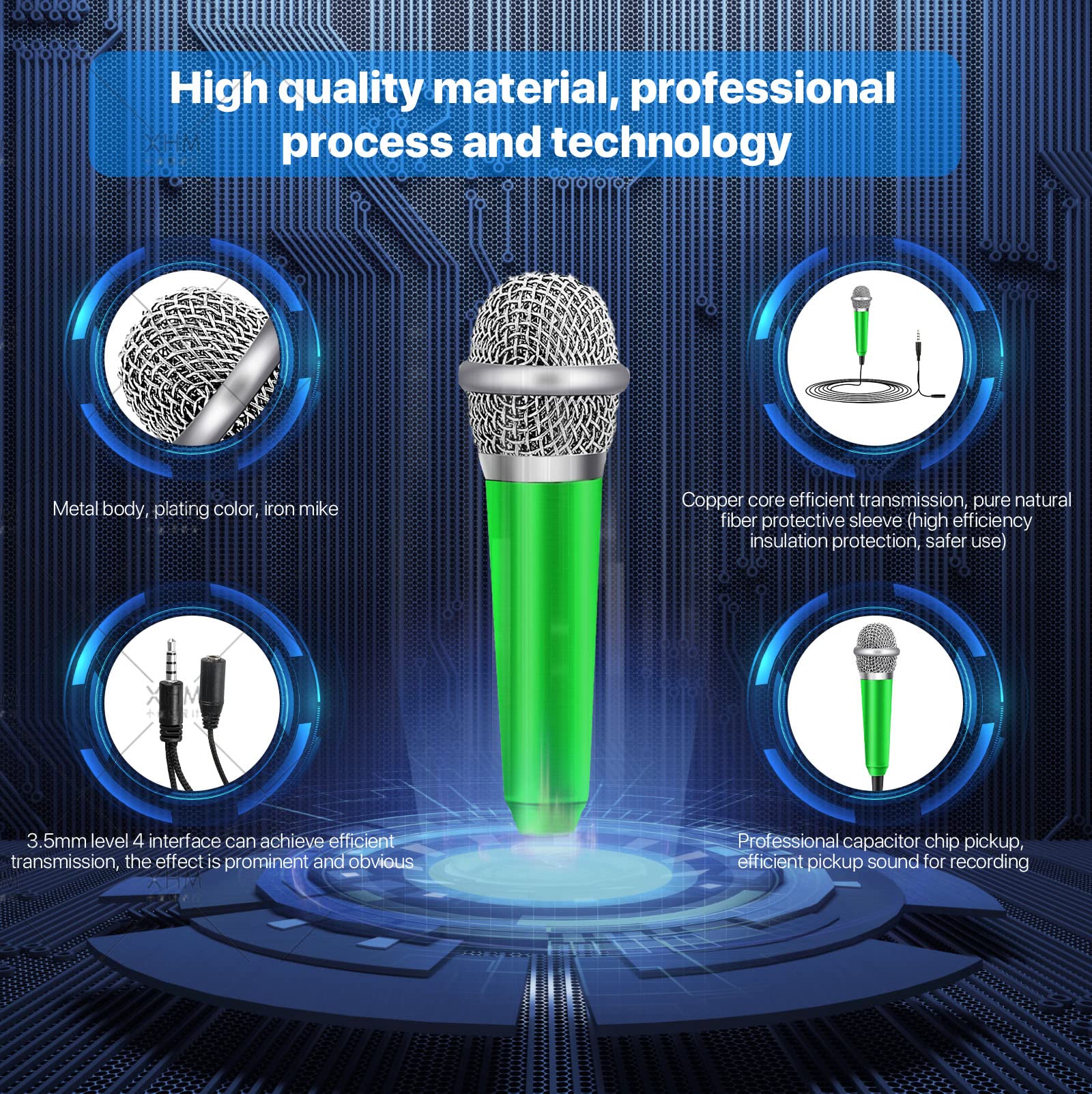 Mini Microphone,Tiny Microphone,Phone Microphone, Asmr Microphone,Mini Karaoke Microphone,forVoiceRecording Chatting and Singing on iPhone,Android,PC(Green) Green - Image 3