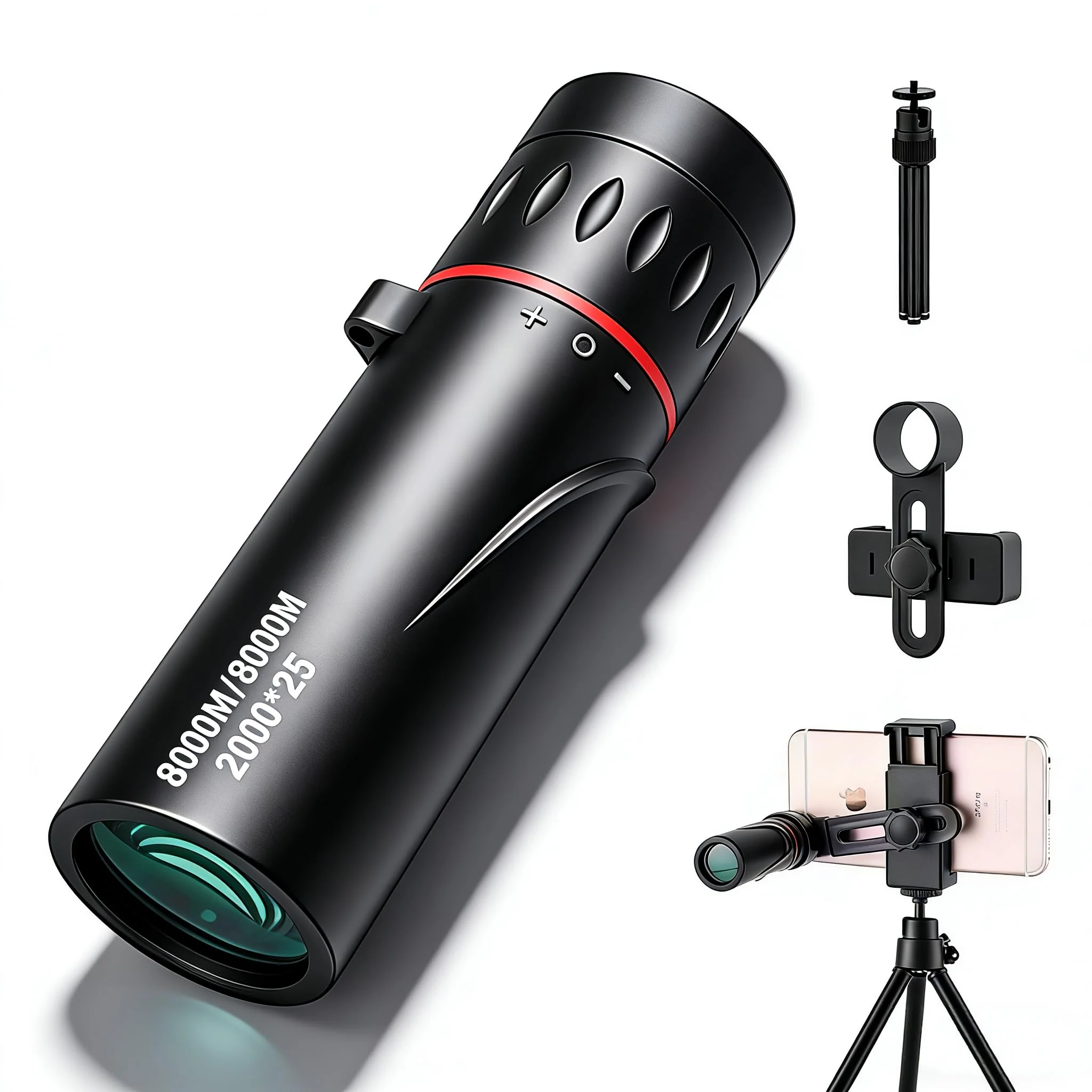 Mini Monocular Telescope with Phone Adapter, 25X Magnification Portable Single Tube for Hiking, Bird Watching, Stargazing, and Outdoor Adventures B