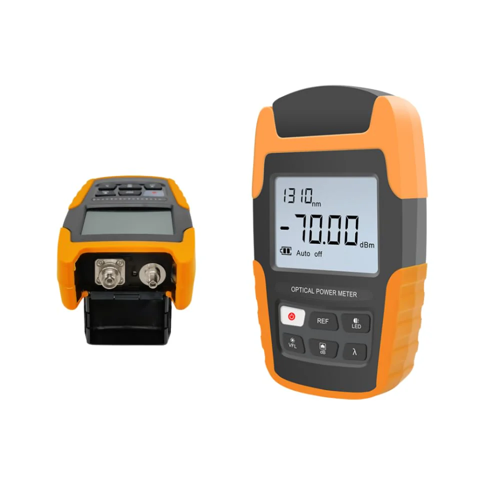 Mini Optical Power Meter,4-in-1 Portable Fiber Optical Power Meter with Universal FC/SC/ST Interface and Built-in 2Mw Visual Fault Locator,10 Wavelengths OPM530-07