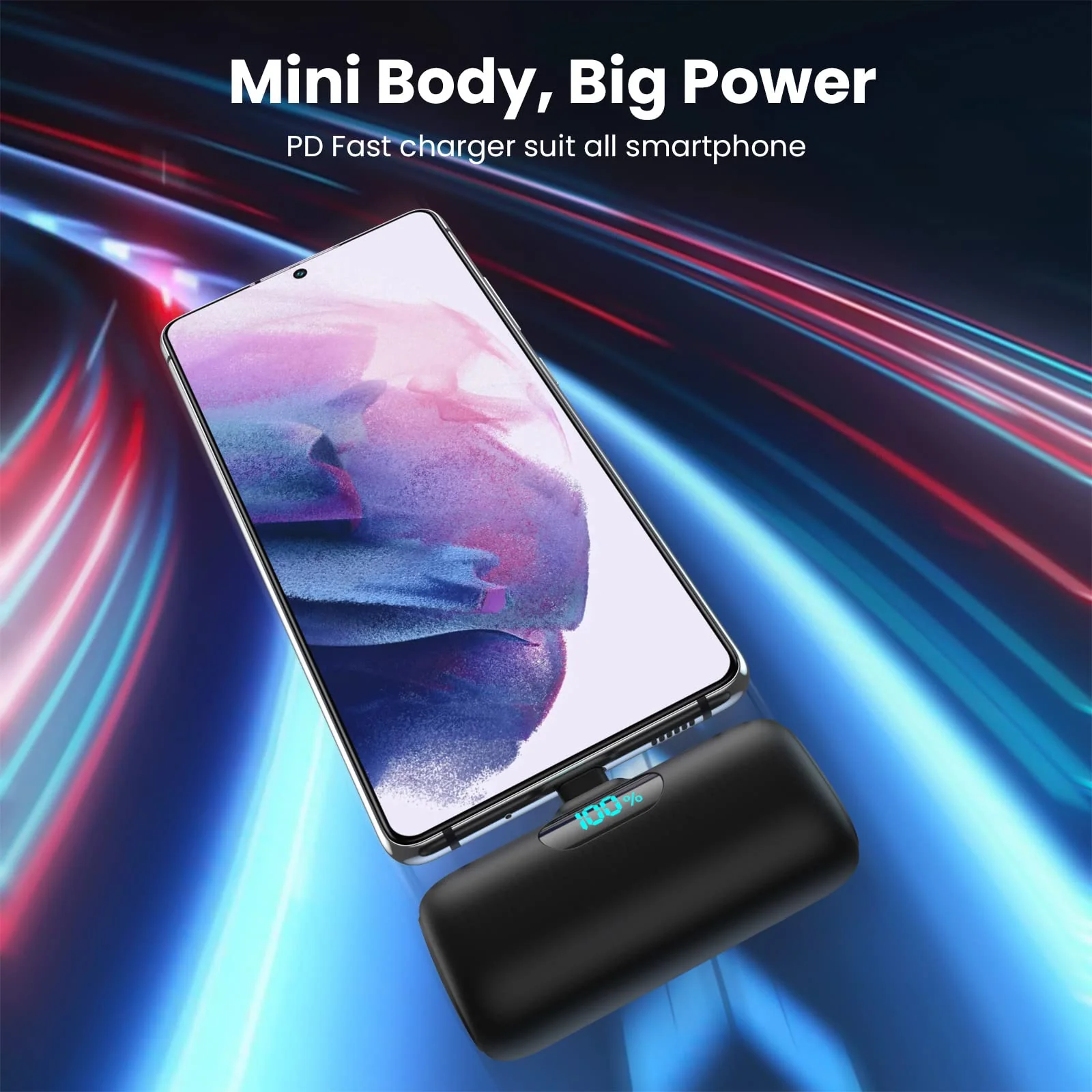 Mini Portable Charger 5000mAh Power Bank,15W PD USB C Cell Phone Portable Power,LCD Display Battery Pack Compatible With iPhone 16/15/15 Plus/15 Pro/15 Pro Max/Android/Samsung/Moto/LG(Type-C Only) Black - Image 5