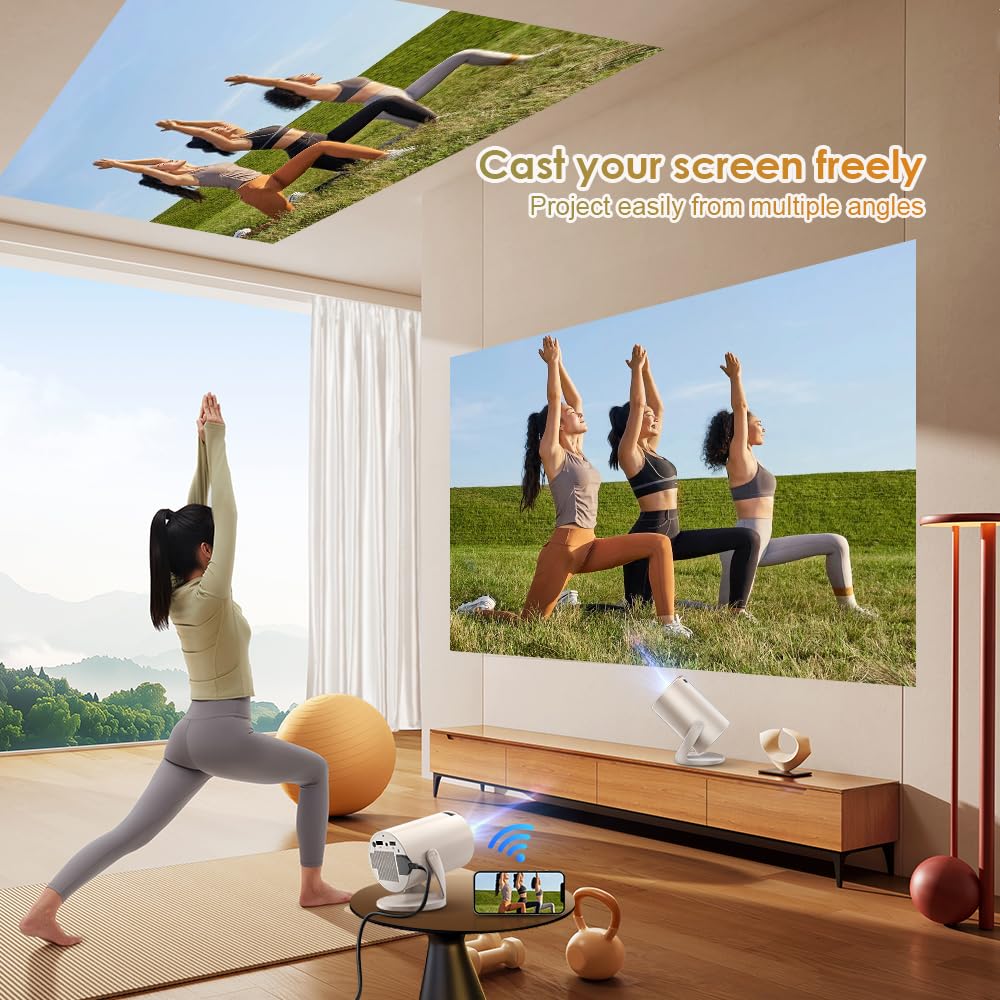 Mini Projector with WiFi and Bluetooth, Portable 1080P Projector Supports 4K Decoding, Auto Keystone & 90° Rotatable, Small Projector for Bedroom Indoor Use – 300 ANSI Lumens - Image 6