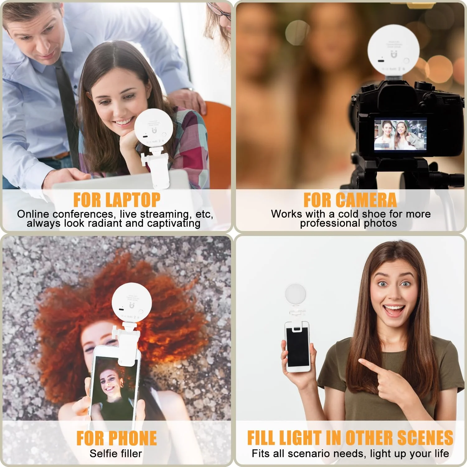 Mini Ring Light for Phone, Starkik 60 LED Phone Light with Rechargeable and 3 Light Modes, Magnetic Back Selfie Light for iPhone and Laptop- Perfect for Selfie/Makeup/Video Conference/TikTok (White) - Image 5