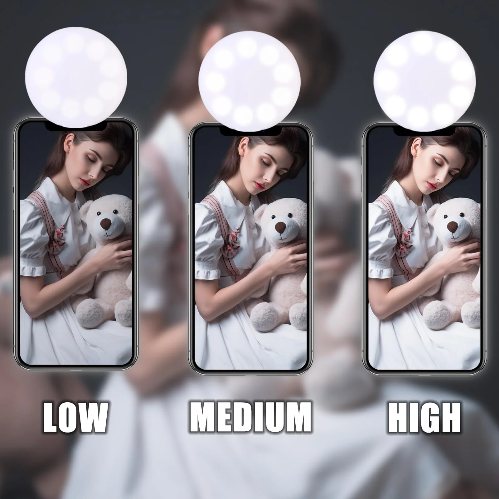 Mini Ring Light for Phone, Starkik Rechargeable Cell Phone Selfie Light Clip On for iPhone, Laptop, Make up, Portable Phone Light (White) mini ring light M - Image 4