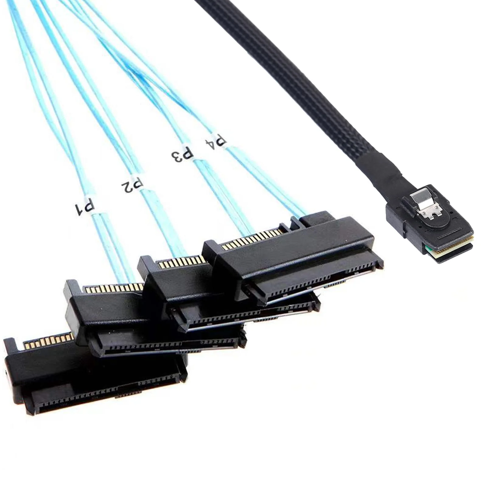 Mini-SAS to SAS Cable: 0.5M SFF-8087 to SAS SFF-8087 to SFF-8482 4X SAS with SATA-Power Adapter Cable (1.6FT) 1.6FT 1Pack