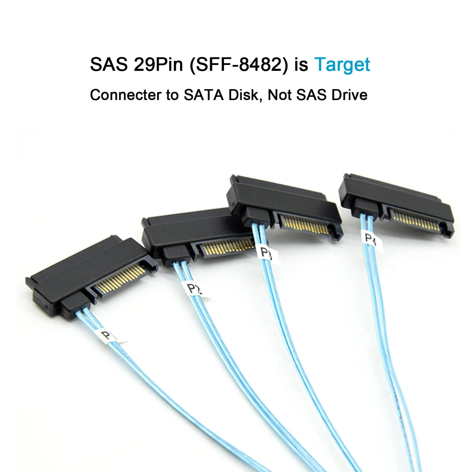 Mini-SAS to SAS Cable: 0.5M SFF-8087 to SAS SFF-8087 to SFF-8482 4X SAS with SATA-Power Adapter Cable (1.6FT) 1.6FT 1Pack - Image 3