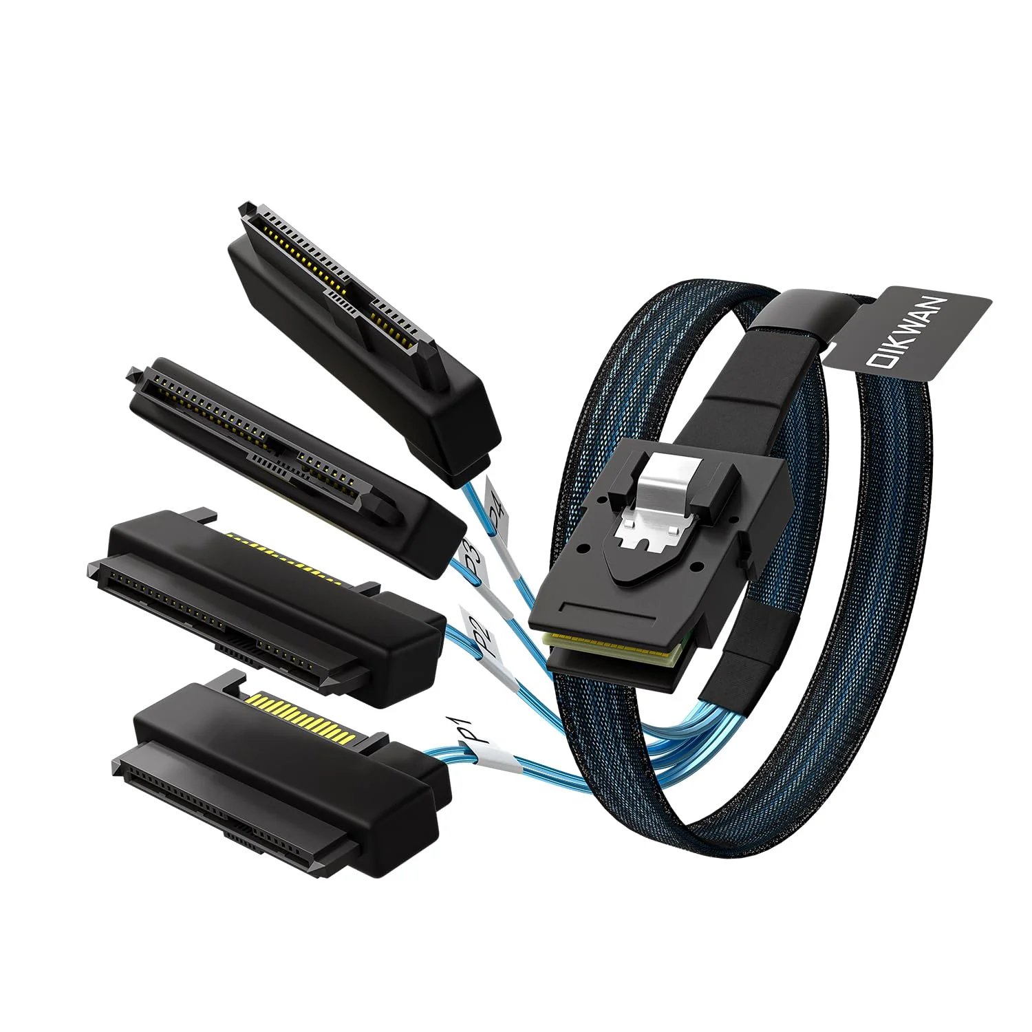 Mini-SAS to SAS-Cable: 1M SFF-8087 to SAS SFF-8482 Connector 4X SAS 29Pin with SATA-Power Adapter Cable (3.3FT)