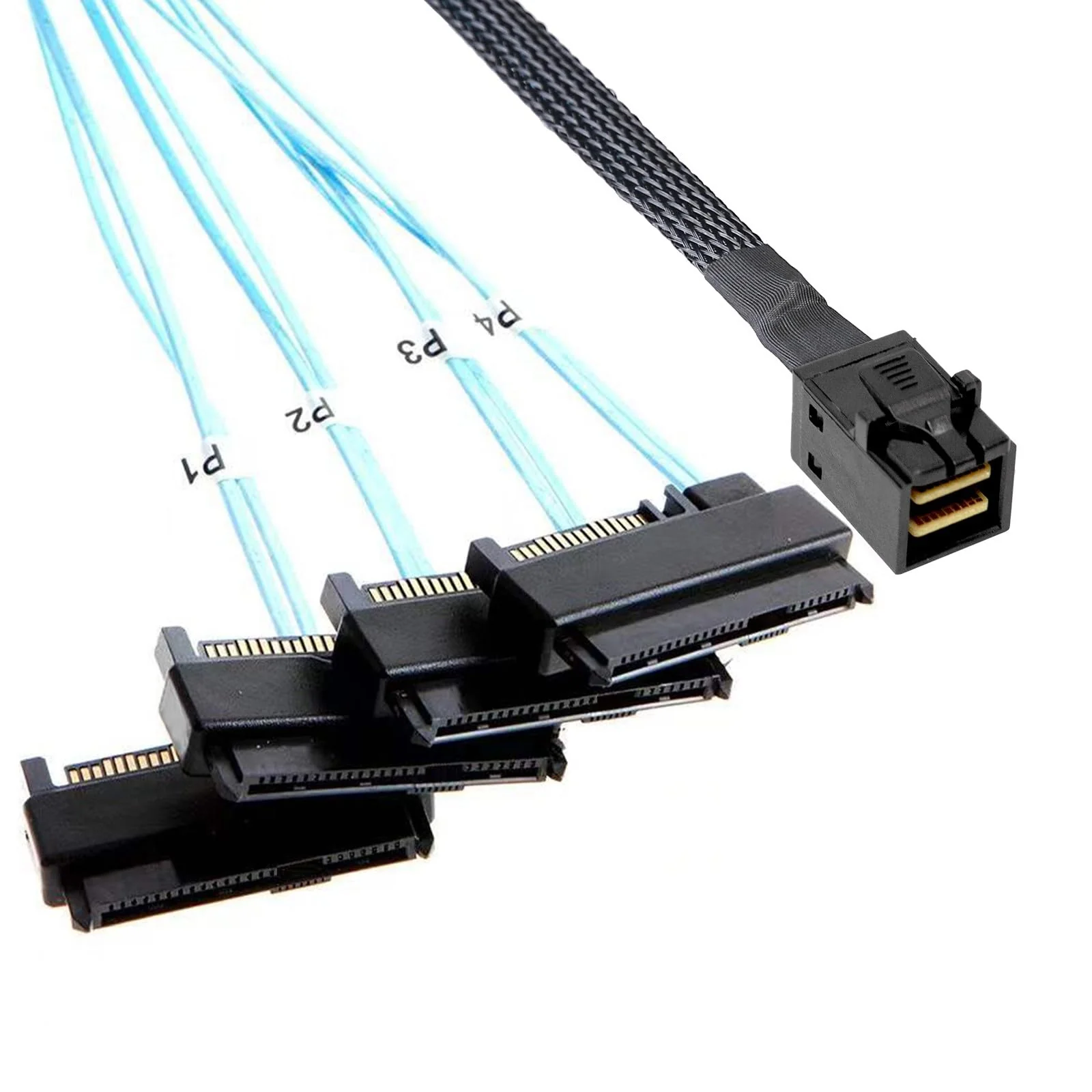 Mini SAS to SAS Cable: 1M SFF-8643 to SAS SFF-8643 to SFF-8482 Connector 4X SAS with SATA Power Adapter Cable (3.3FT) 3.3FT 1Pack