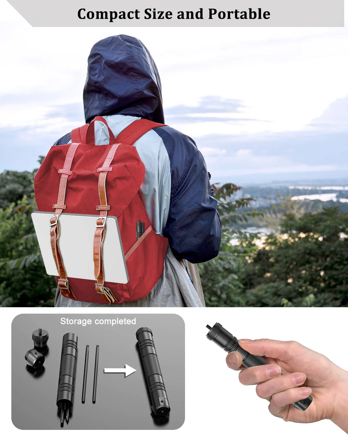 Mini Tripod for Starlink Mini, Tripod Mount Stand with Aluminum 1/4" Nut Tripod Adapter and Ground Stake, Portable Satellite Mounting Kit for Starlink Mini Travel Outdoor - Image 3