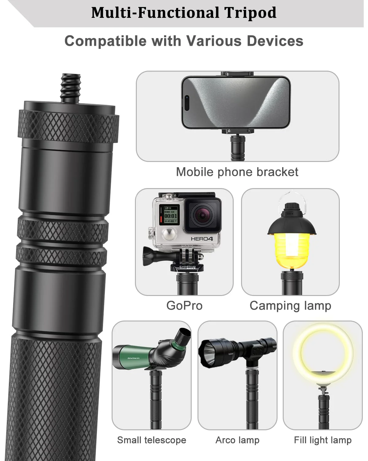 Mini Tripod for Starlink Mini, Tripod Mount Stand with Aluminum 1/4" Nut Tripod Adapter and Ground Stake, Portable Satellite Mounting Kit for Starlink Mini Travel Outdoor - Image 5