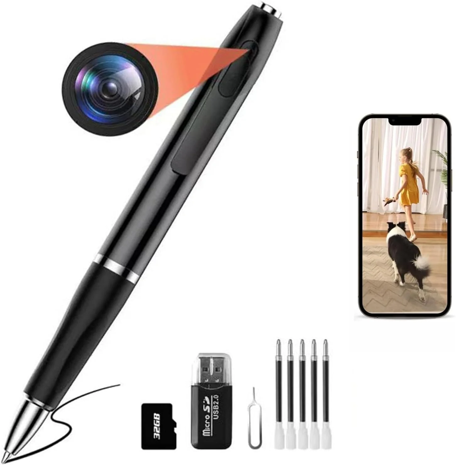 Mini Video Camera,32GB Hidden Camera Spy CameraïŒ1080P Portable Mini Nanny Video Surveillance Camera Suitable for Home, Office, and Meeting RecordingăSupports 256GB SD Cardă