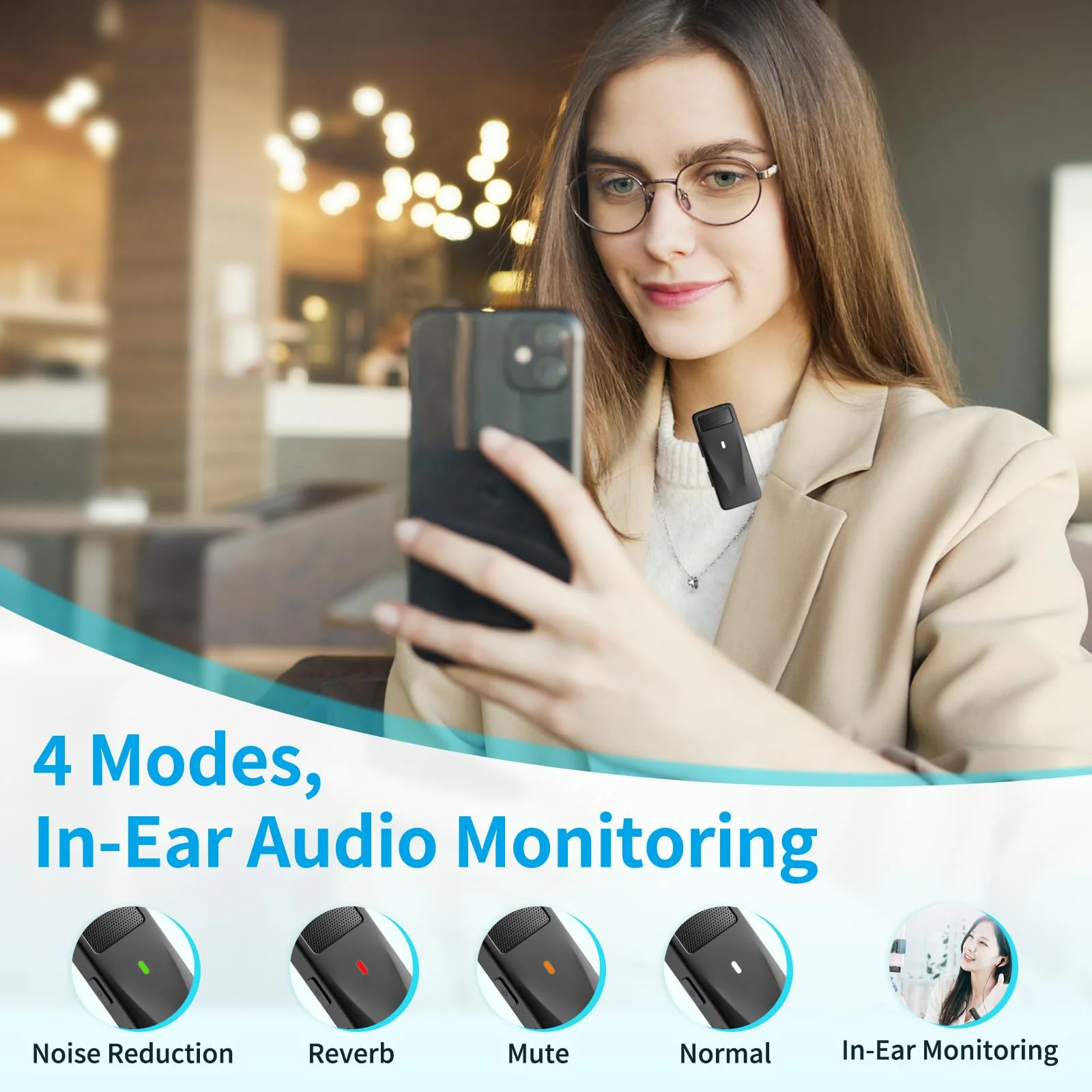 Mini Wireless Lapel Lavalier Microphone for Android, iPhone 15 16 Pro Max - 2 Pack, 32H Battery, Noise Canceling - USB C Microphone, Clip On iPhone Microphone for Video Recording, Streaming - Image 5