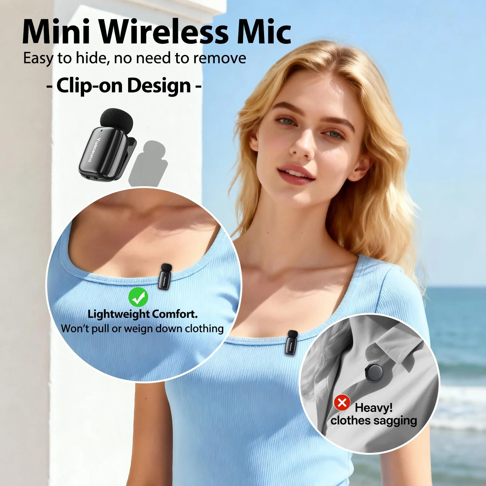 Mini Wireless Lavalier Microphone for iPhone ipad Android, Noise Reduction and Mute, 33h Charging Case, AI Voice Changer, 131FT Range, Mini Lapel Mic for Video Recording, Vlogging, YouTube Mic Mini (2TX+1 C RX+1 Lightning RX+Charging Case - Image 5