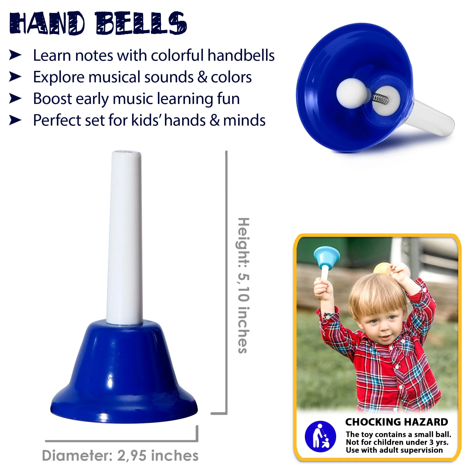 MINIARTIS Hand Bells for Kids | Educational Music Toys for Toddlers 8 Notes Colorful Handbells Set | Kids Musical Instrument with 15 Songbook | Great Birthday Gift for Children - Image 4