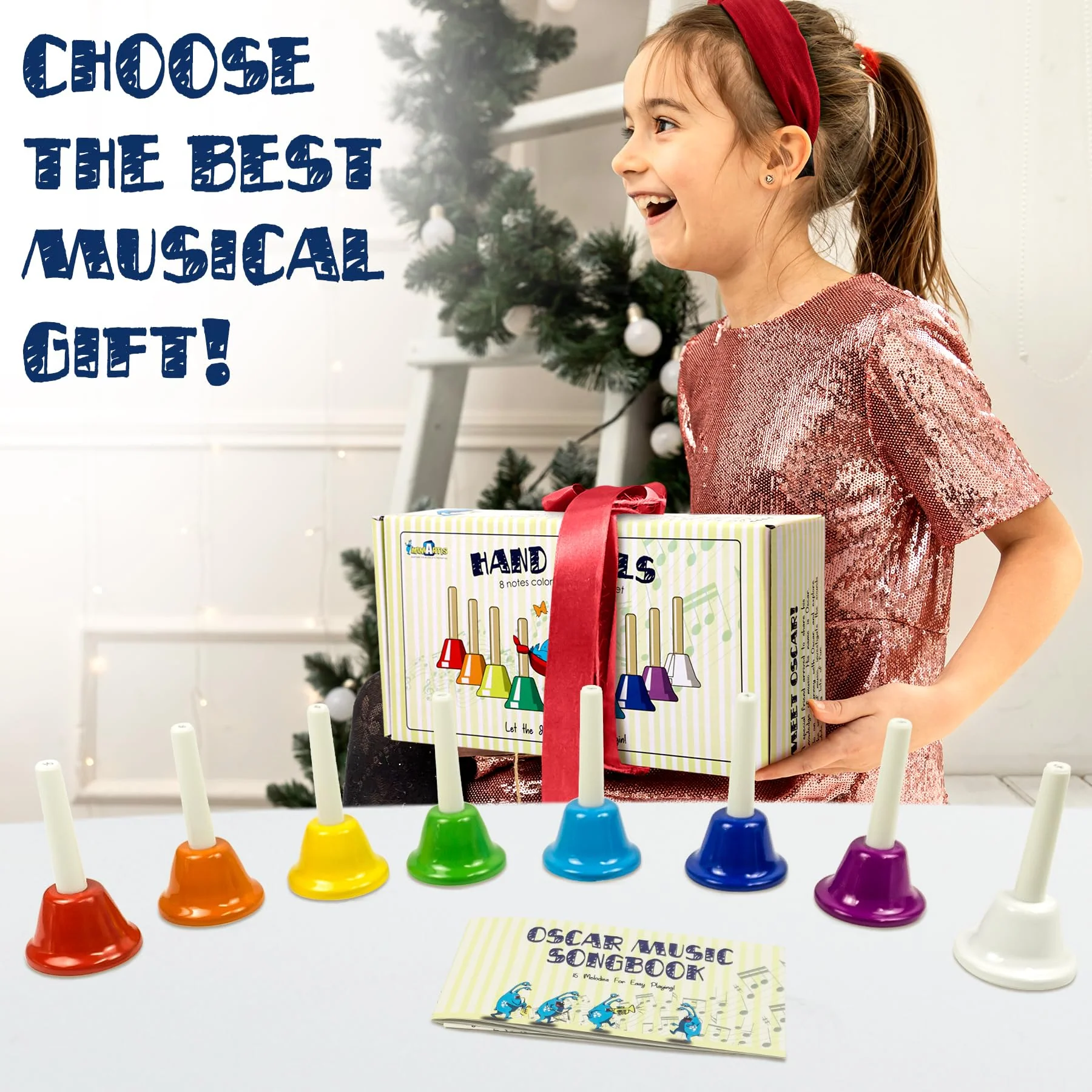 MINIARTIS Hand Bells for Kids | Educational Music Toys for Toddlers 8 Notes Colorful Handbells Set | Kids Musical Instrument with 15 Songbook | Great Birthday Gift for Children - Image 7