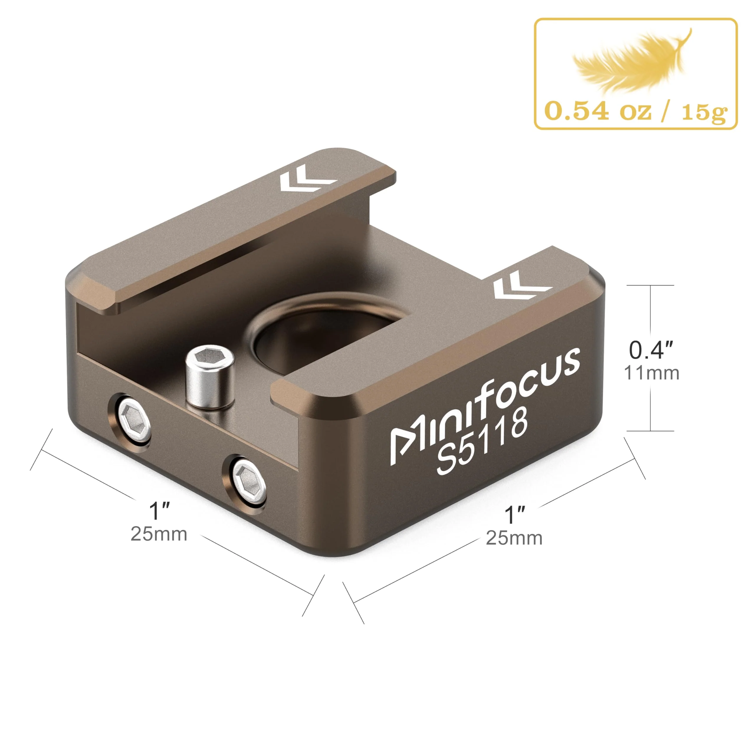 MINIFOCUS Cold Shoe Mount(4 Pcs), 1/4"-20 Screw with Locating Pins Compatible for ARRI Standard Mounting Points, with 3/8"-16 Adapter for Camera Cage Flash LED Monitor Microphone Sienna 4 PCS - Image 6