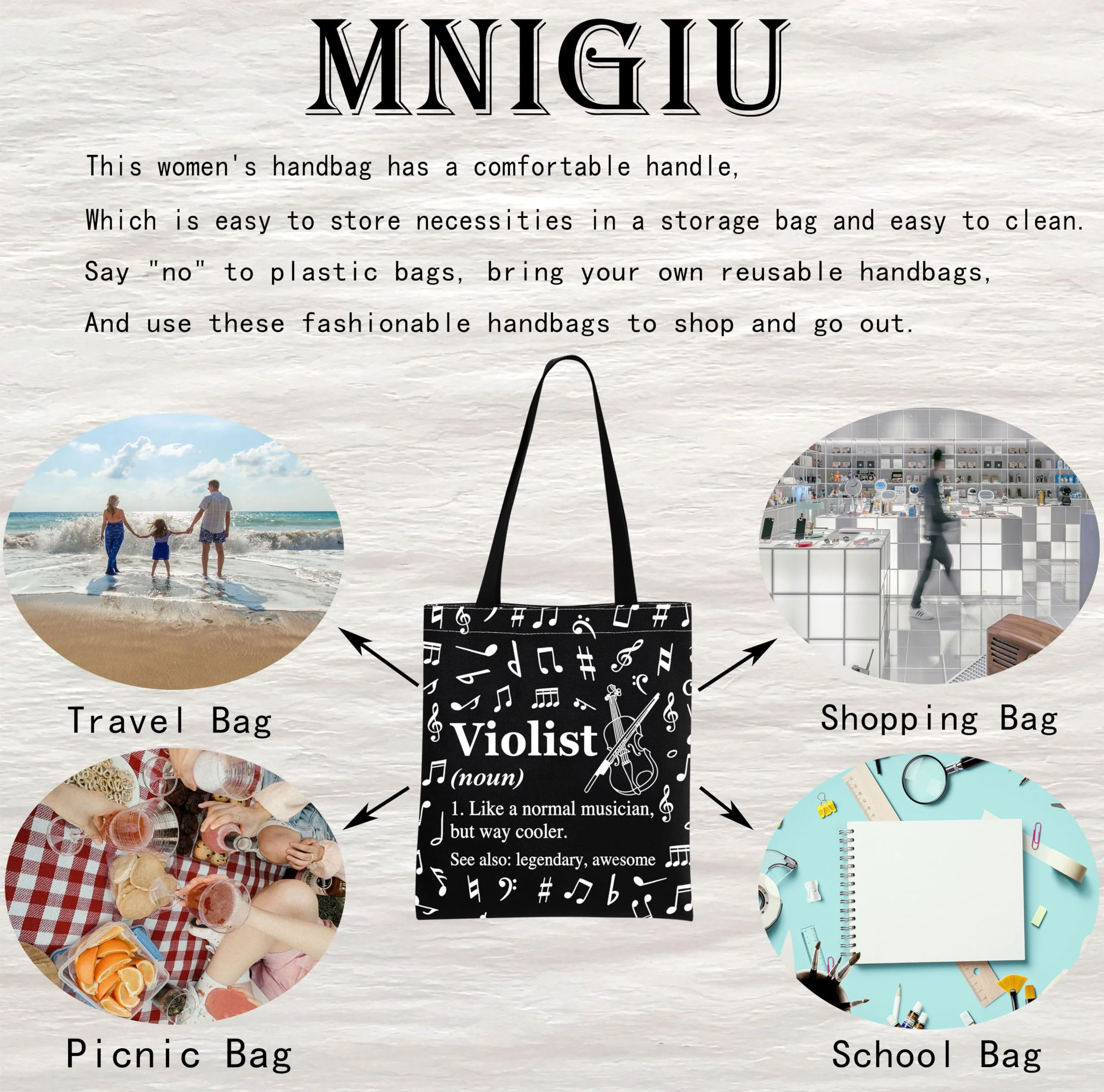 MINIGIU Violist Gift Violist Appreciation Gift Viola Lover Gift Violist Tote Bag for Viola Player - Image 5