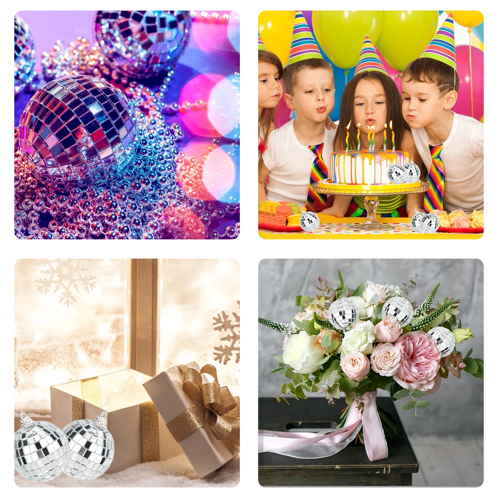 Mirror Disco Balls Set - Silver Disco Party Decoration Bright Reflective Mirror Christmas Balls Easy to Hang Suitable for Christmas, Wedding, Family Party Decoration (6) 6 - Image 6