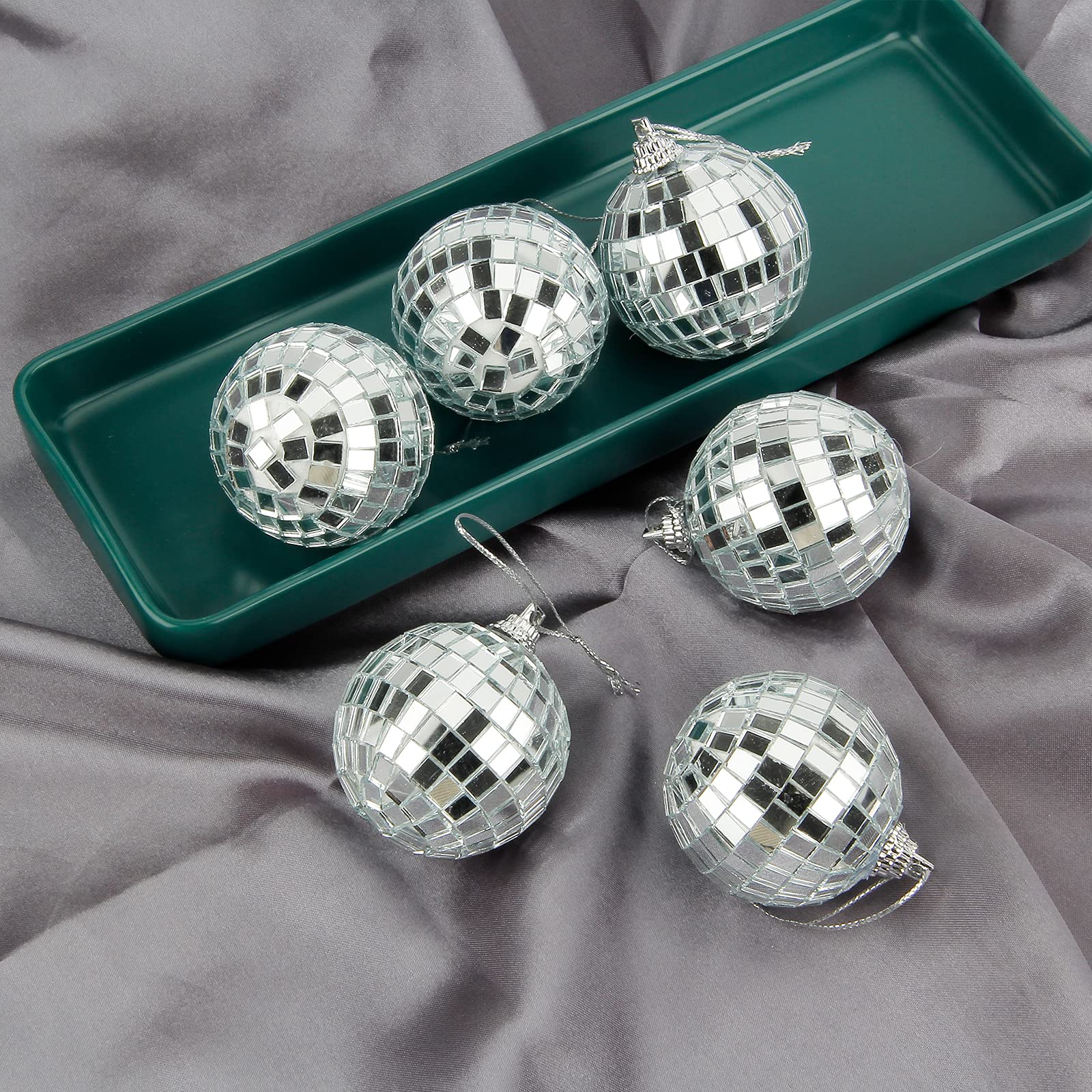 Mirror Disco Balls Set - Silver Disco Party Decoration Bright Reflective Mirror Christmas Balls Easy to Hang Suitable for Christmas, Wedding, Family Party Decoration (8) 8 - Image 2