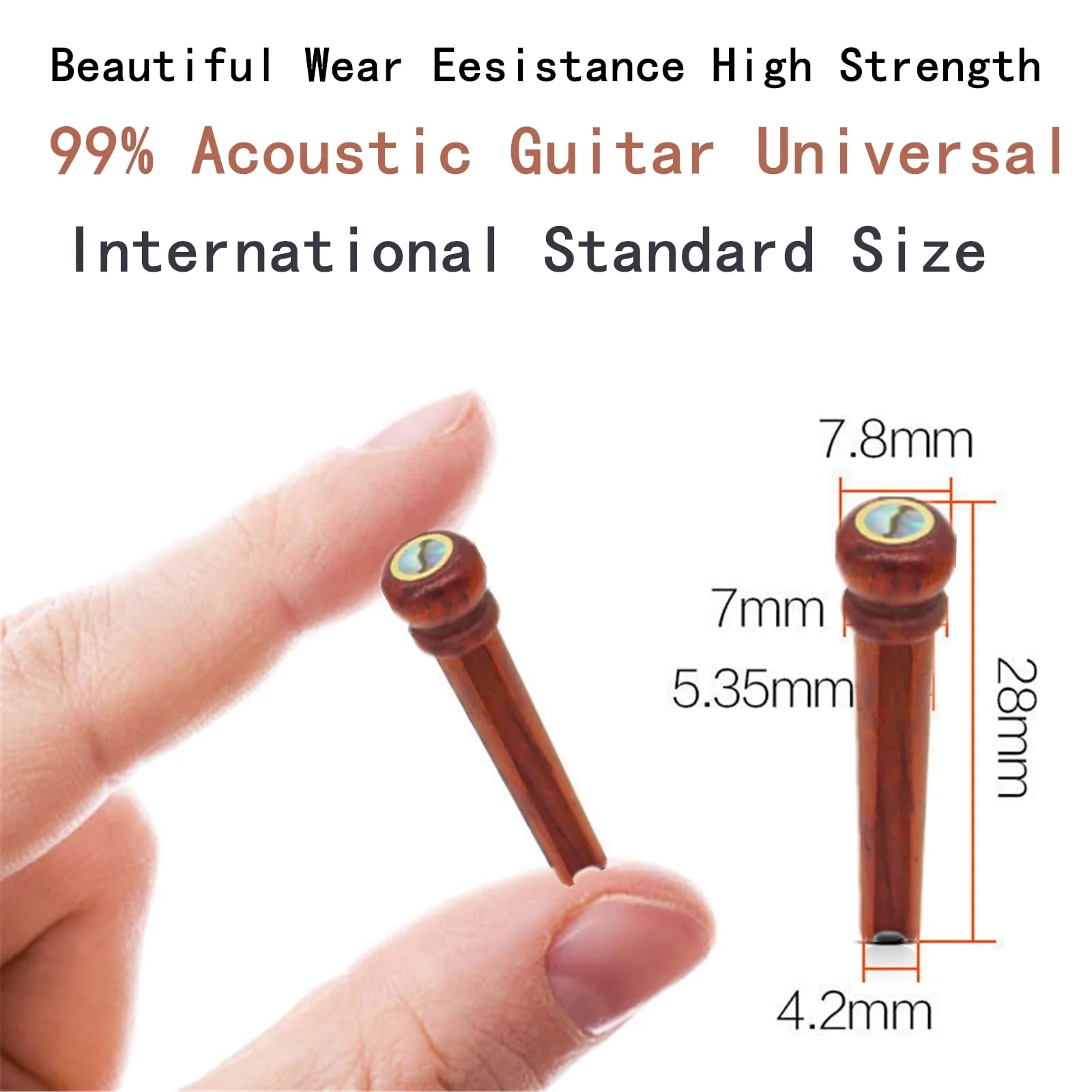 Miwayer Cocobolo Wood Guitar Bridge Pins Replacement Parts Brown for 6 & 12 String Acoustic Guitar (Big Abalone Dot) Big Abalone Dot - Image 5