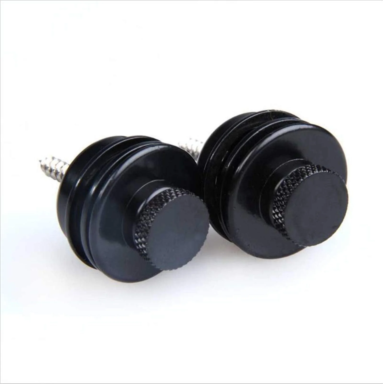 Miwayer Guitar Strap Locks Flat Round Head Heavy Duty Metal Button Security Straplock, Dual Design Strap Retainer System 2PCS with 2 Rubber Block for Electric Acoustic Guitar,ukulele 1 Pair Black - Image 3