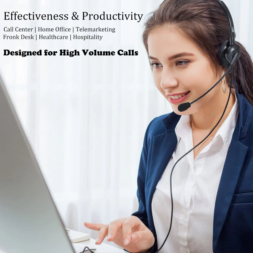 MKJ Cisco Headset Noise Canceling Wired Headphones with Microphone Corded RJ9 Telephone Headset for Cisco Office Phones CP-7821 7940 7942G 7945G 7961G 7962G 7965G 7971G 7975G 8865 9951 Basic Mono Headset - Image 8