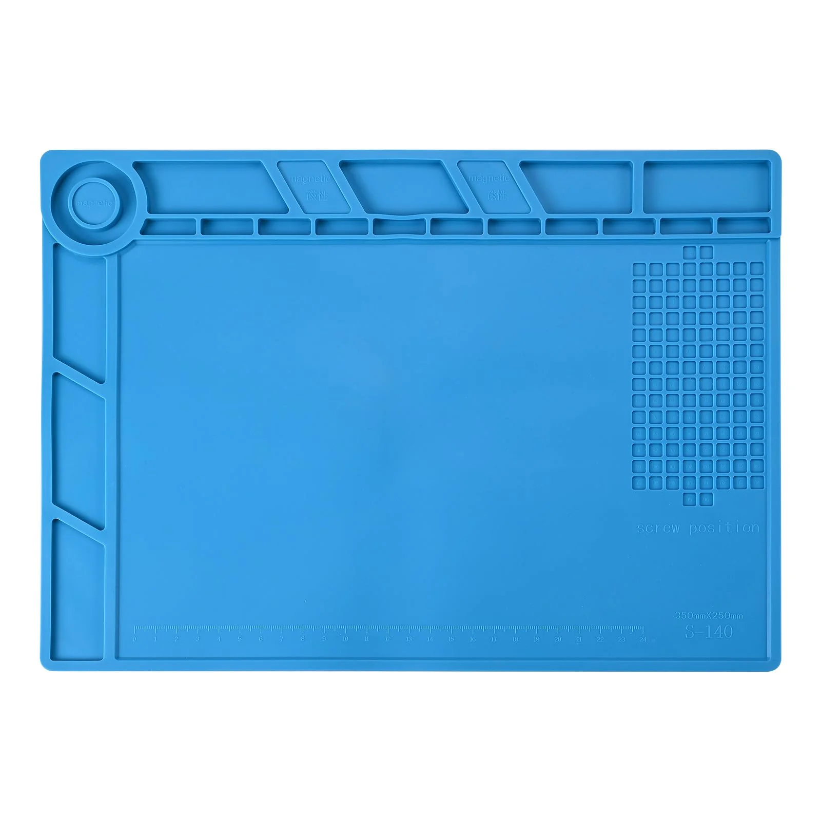 MMOBIEL Silicone Repair and Soldering Mat - 35 x 25 cm - Silicone Mat Heat Resistant up to 500°C - Workbench Mat for Soldering, Mobile Phone, Computer and Electronic Repairs - Silicone Soldering Mat - 35x25cm (14x10 Inch) - Magnetic - Image 2