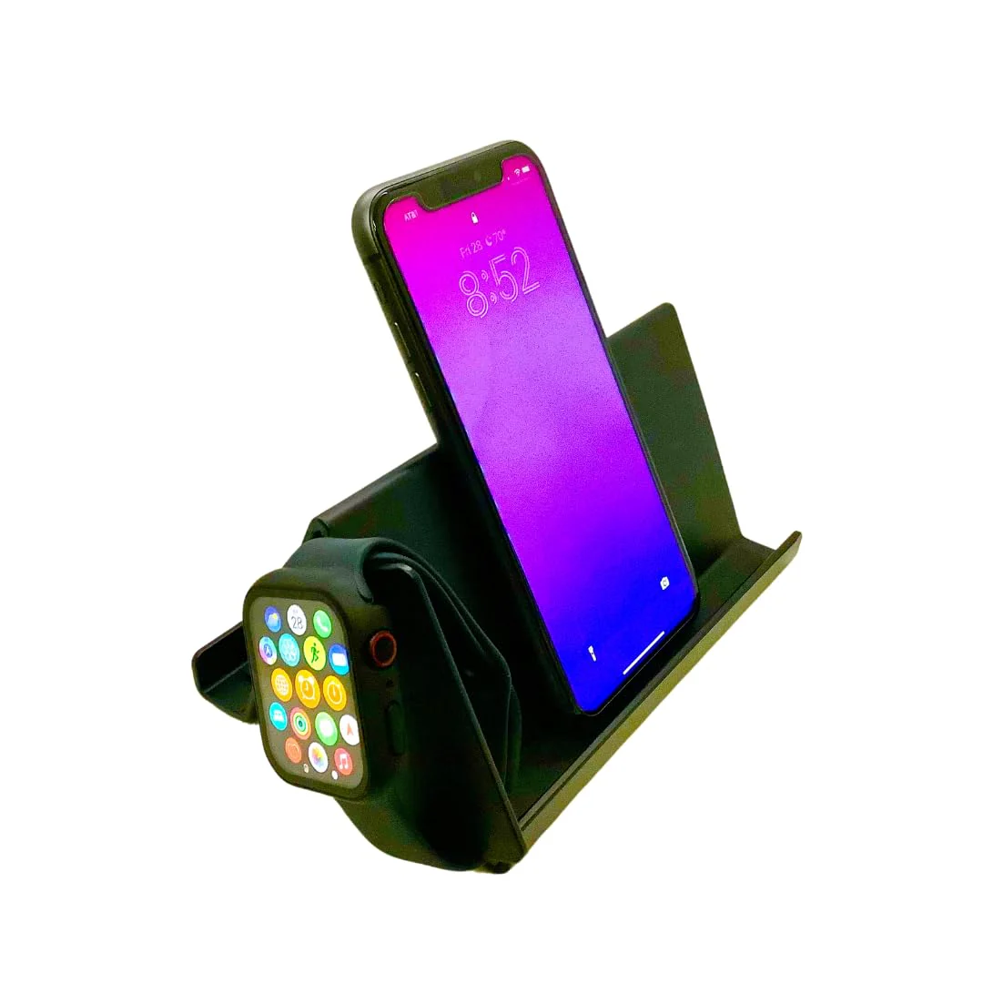 Mobile Cell Phone and Tablet Stand Holder with Audio Enhancement, Dual Docking, Non-Slip Base Pads. Mounts on Desk, Kitchen Counter, Nightstand or Bed. Buy The Stand Get The Turntable Free! - Image 2