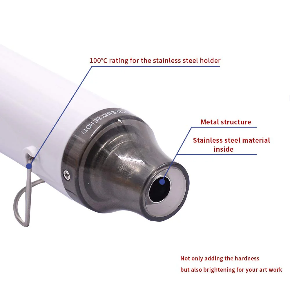 mofa Mini Heat Gun Electric 300 W Mini Shrink Heat Tool Embossing Heat Tool Mini Hot Air Gun DIY Tool (White) White - Image 2