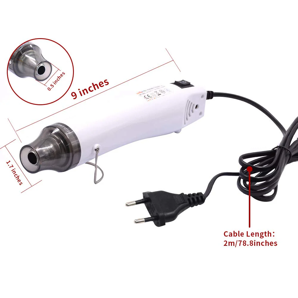 mofa Mini Heat Gun Electric 300 W Mini Shrink Heat Tool Embossing Heat Tool Mini Hot Air Gun DIY Tool (White) White - Image 3